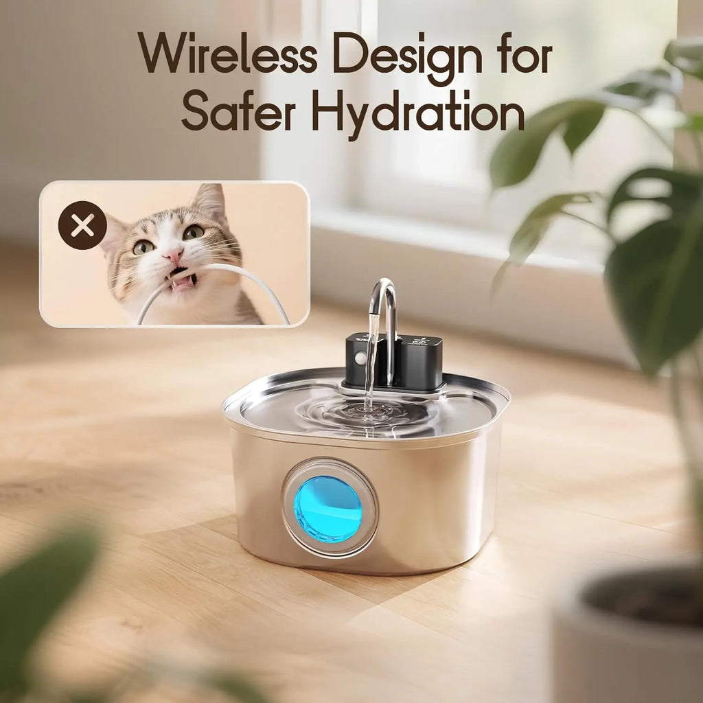 Cordless stainless steel cat water fountain – image 4
