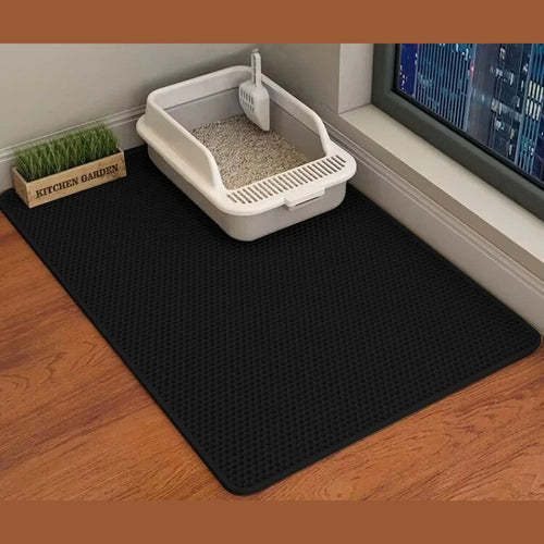 Litter-trapping cat mat, black