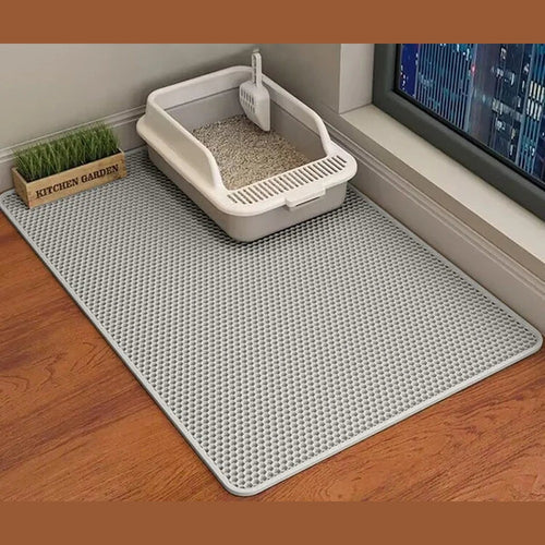 Litter-trapping cat mat, gray